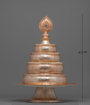 Buddhist Offering Mandala Set | Beautifully Crafted Copper with Silver Plating for Sacred Spaces