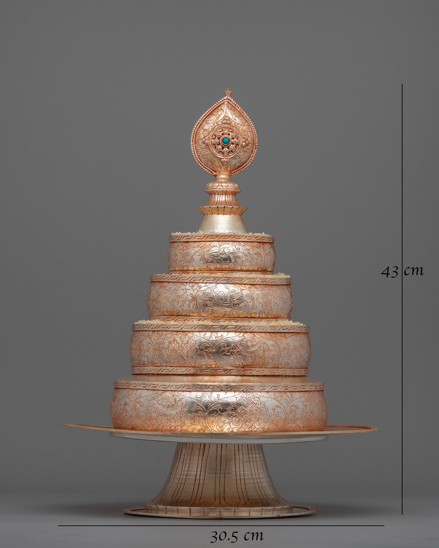 Buddhist Offering Mandala Set | Beautifully Crafted Copper with Silver Plating for Sacred Spaces