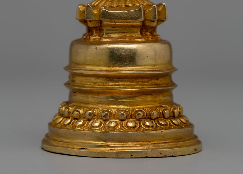 Gold-Plated Tibetan Buddhist Stupa | Enhancing Mindfulness and Spiritual Energy