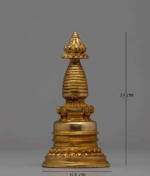 Gold-Plated Tibetan Buddhist Stupa | Enhancing Mindfulness and Spiritual Energy