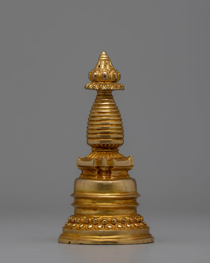 Gold-Plated Tibetan Buddhist Stupa | Enhancing Mindfulness and Spiritual Energy