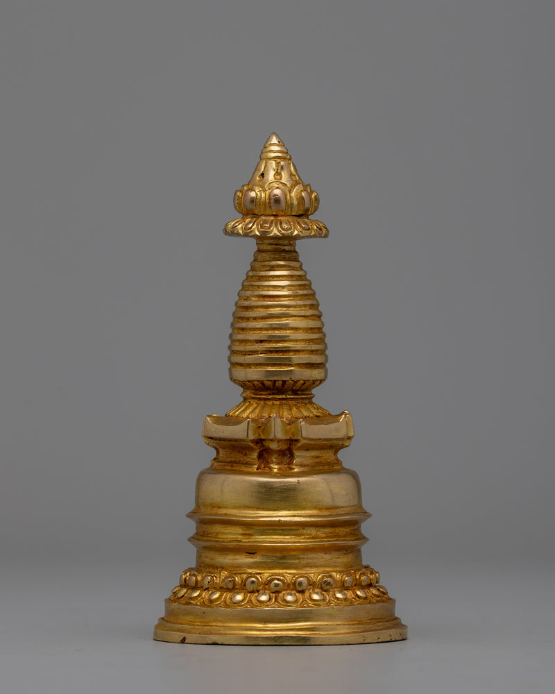 Gold-Plated Tibetan Buddhist Stupa | Enhancing Mindfulness and Spiritual Energy