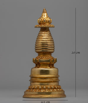 Gold-Plated Tibetan Stupa | Sacred Buddhist Artwork