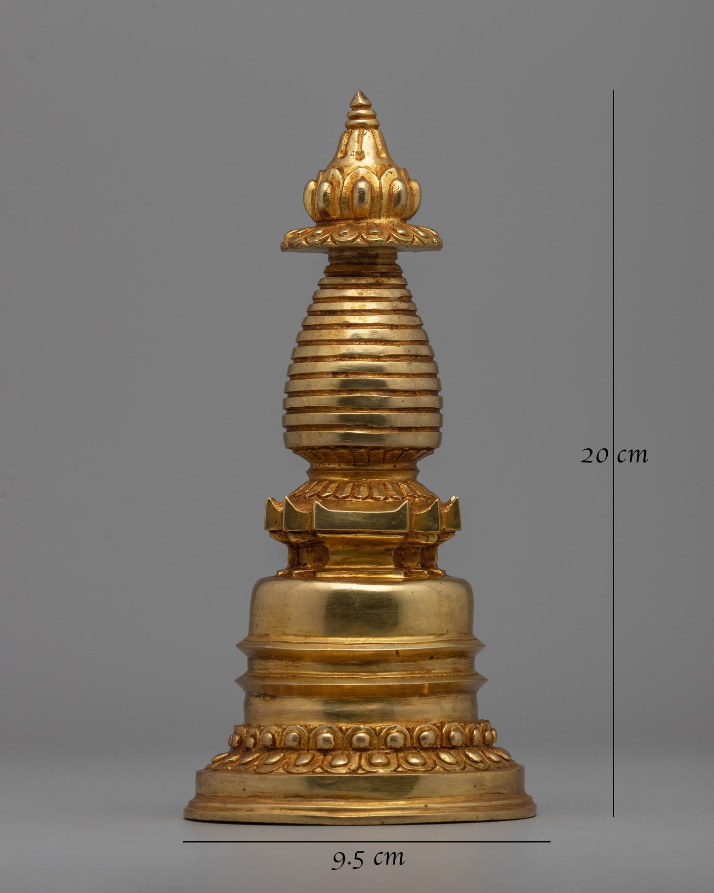 Gold-Plated Tibetan Stupa | Sacred Buddhist Artwork