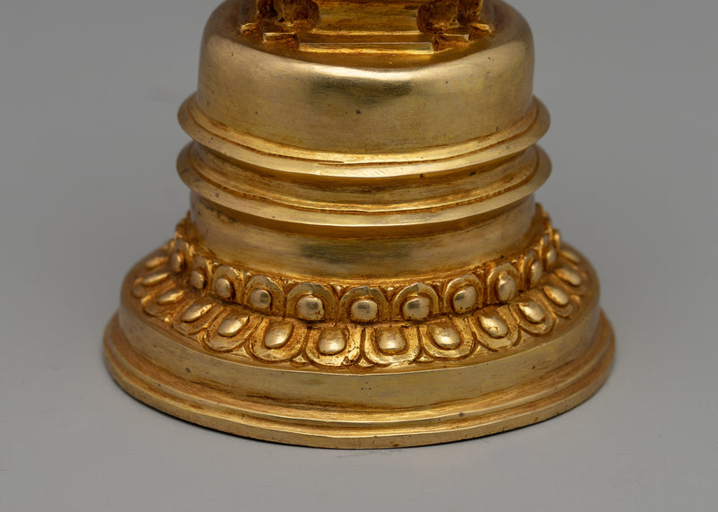 Gold-Plated Tibetan Stupa | Sacred Buddhist Artwork