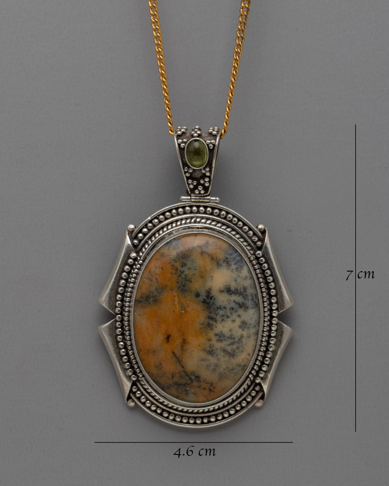 Agate Stone Silver Locket | Elegant Gemstone Pendant for Your Collection