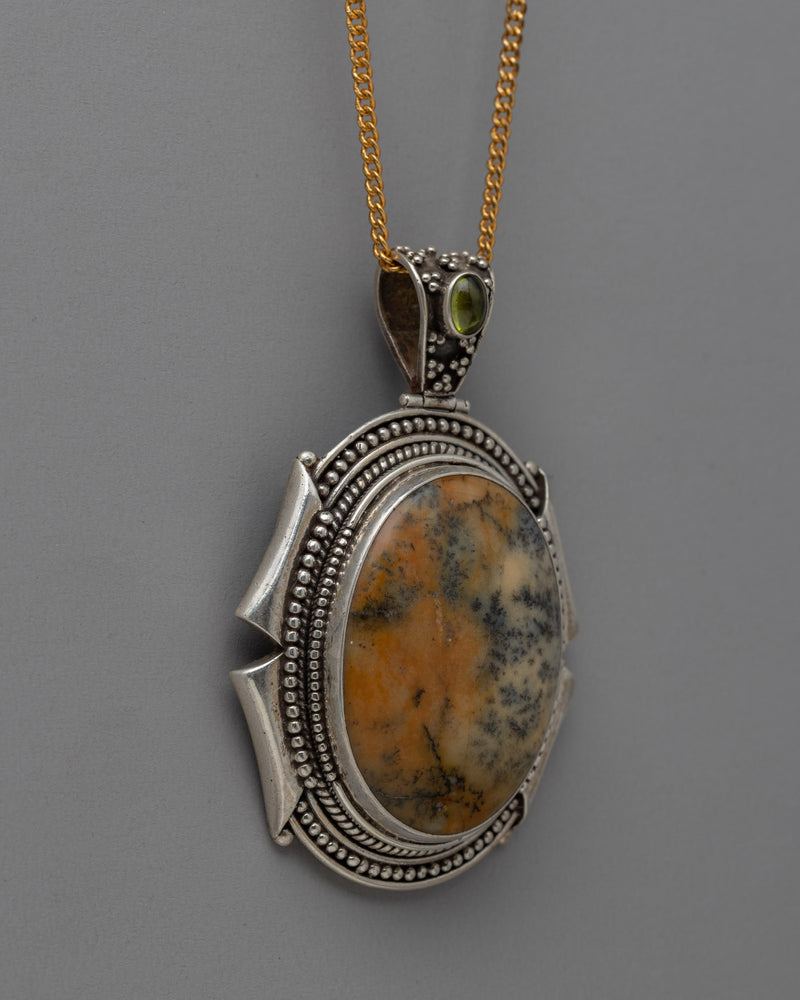 Agate Stone Silver Locket | Elegant Gemstone Pendant for Your Collection