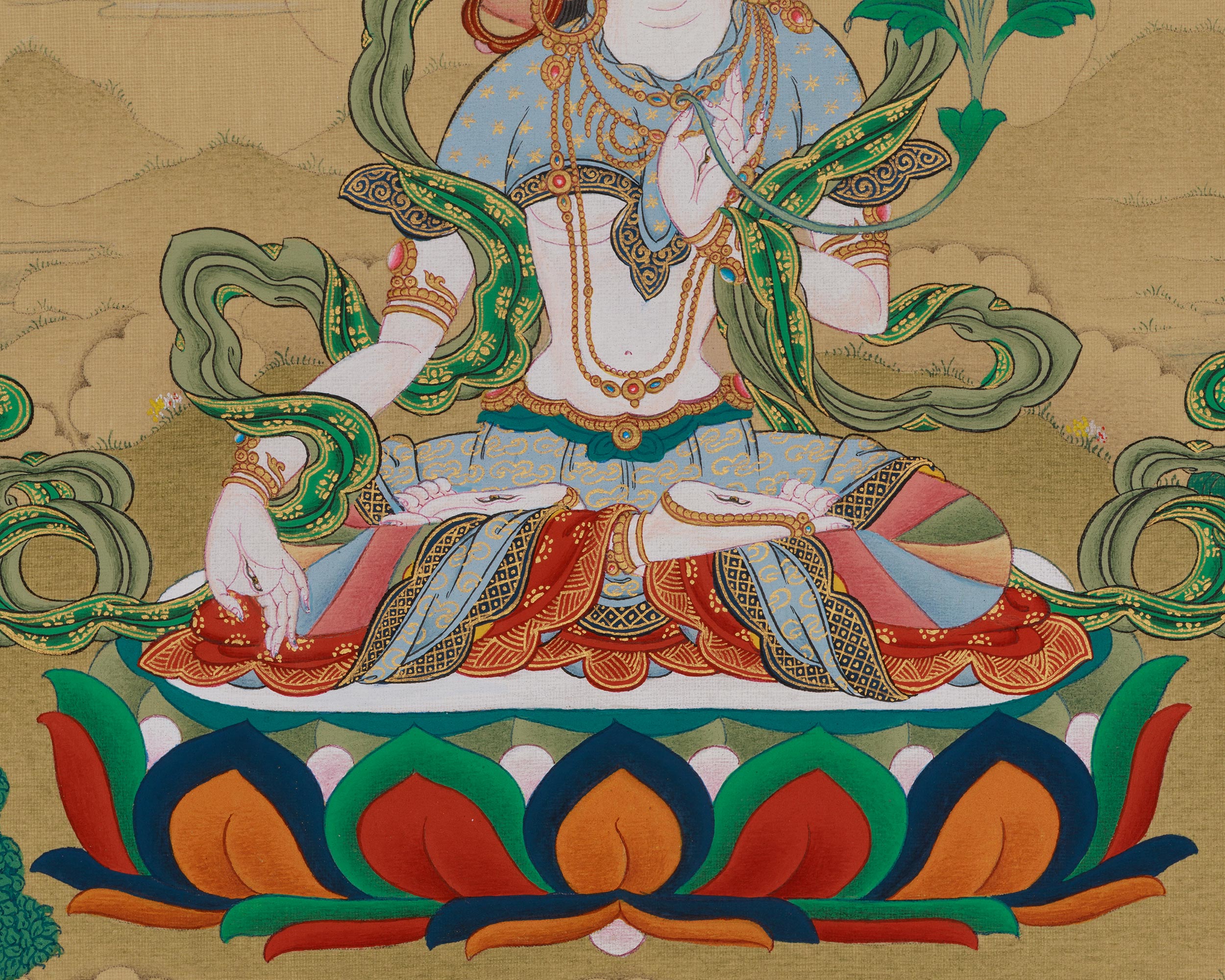 White Tara With Amitabha Buddha Art | Female Bodhisattva And Buddha in Tibetan Buddhism