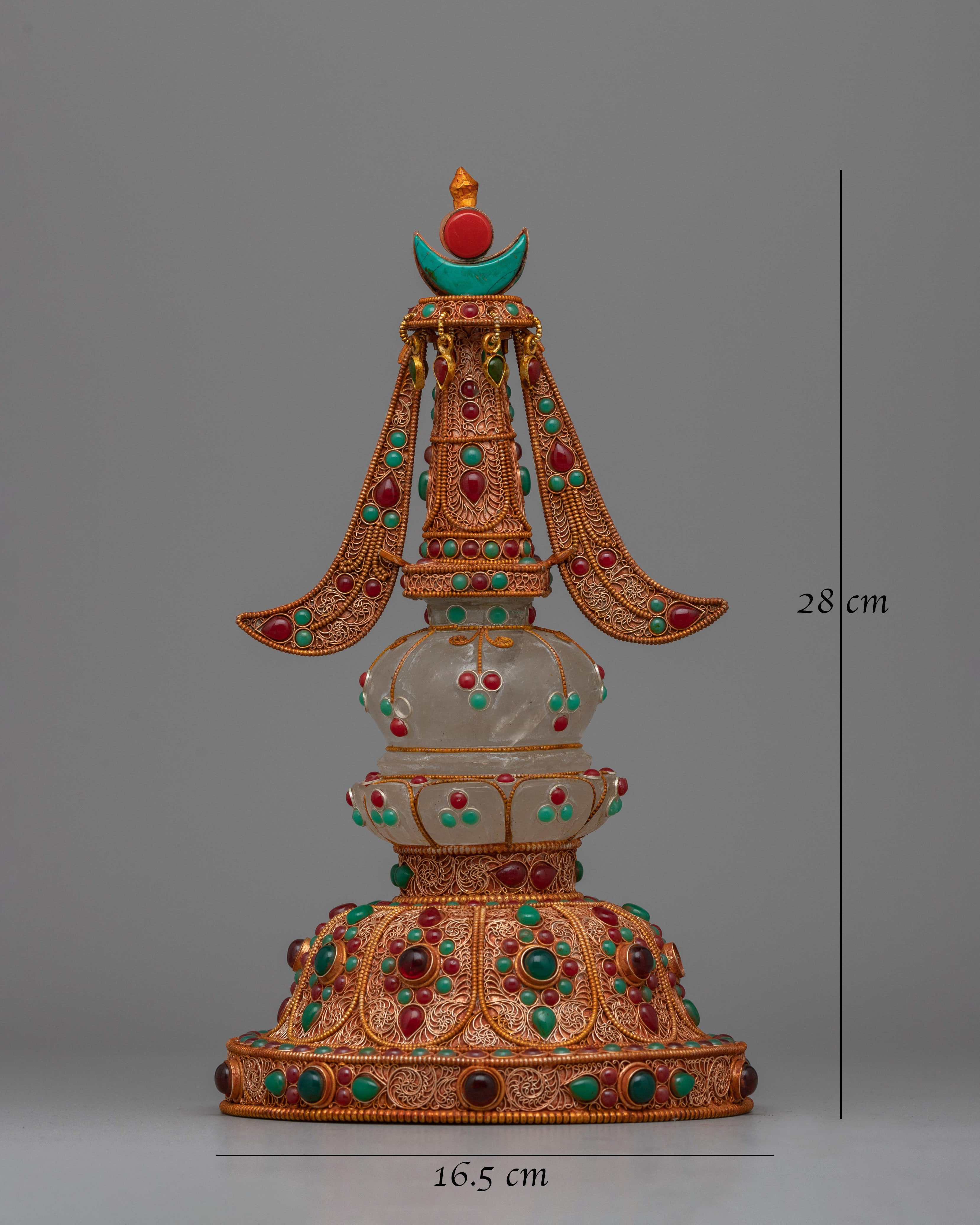 Copper Crystal Stupa | Sacred Buddhist Symbol