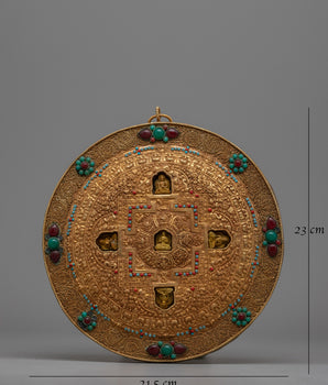 Tibetan Metal Mandala Thanka | Perfect for Spiritual Home Decor, Meditation Rooms and Sacred Spaces