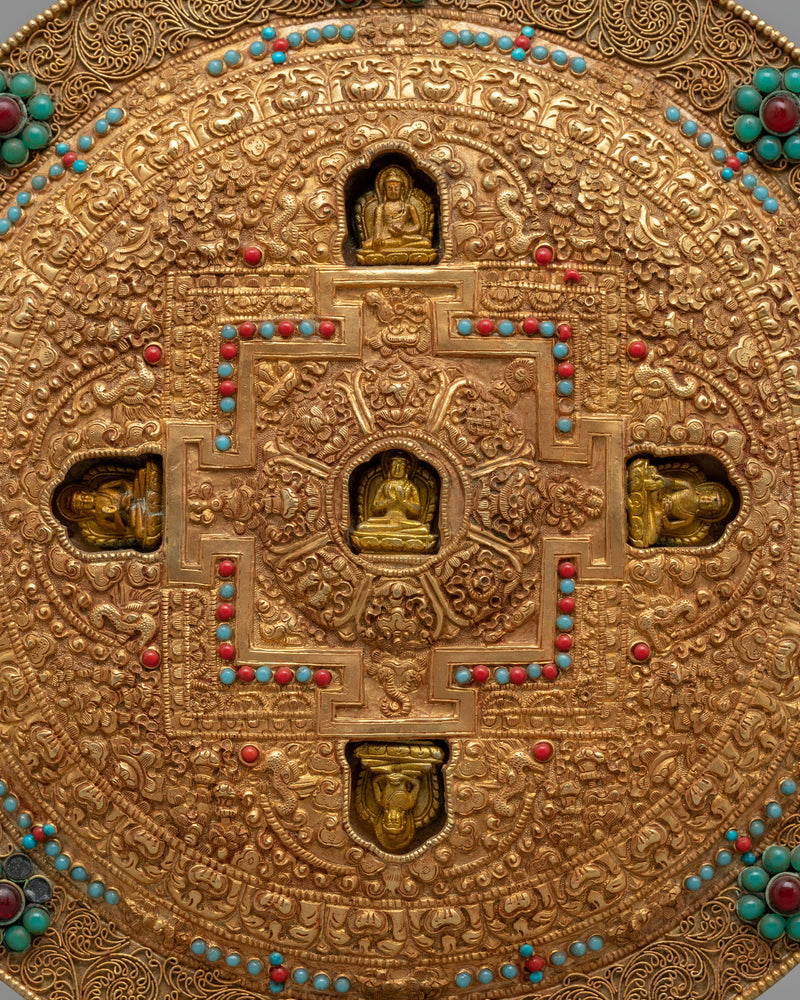 Tibetan Metal Mandala Thanka | Perfect for Spiritual Home Decor, Meditation Rooms and Sacred Spaces