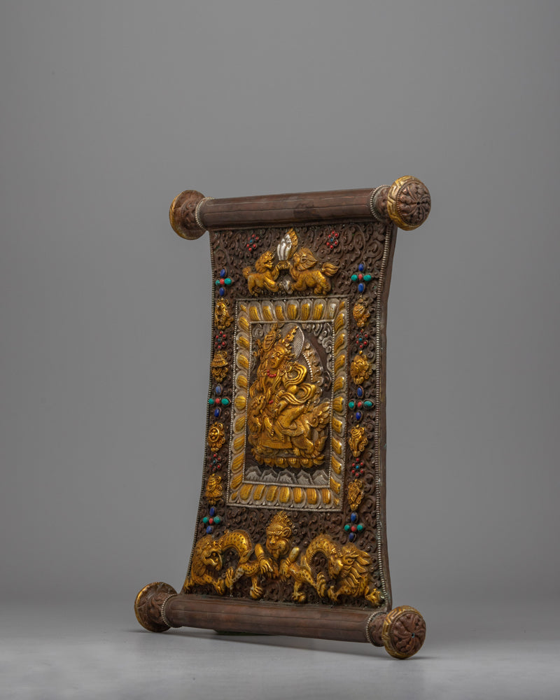 Namtoshe Deity Metal Thangka | Intricate Artwork for Wealth and Protection