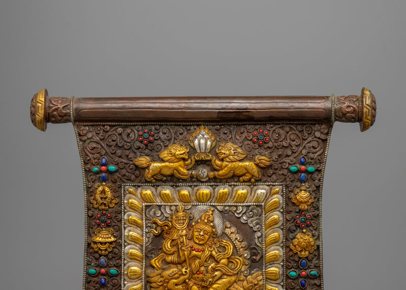 Namtoshe Deity Metal Thangka | Intricate Artwork for Wealth and Protection