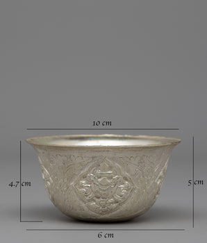 Silver-Plated Water Offering Bowls | Buddhist Altar Set for Spiritual Practices