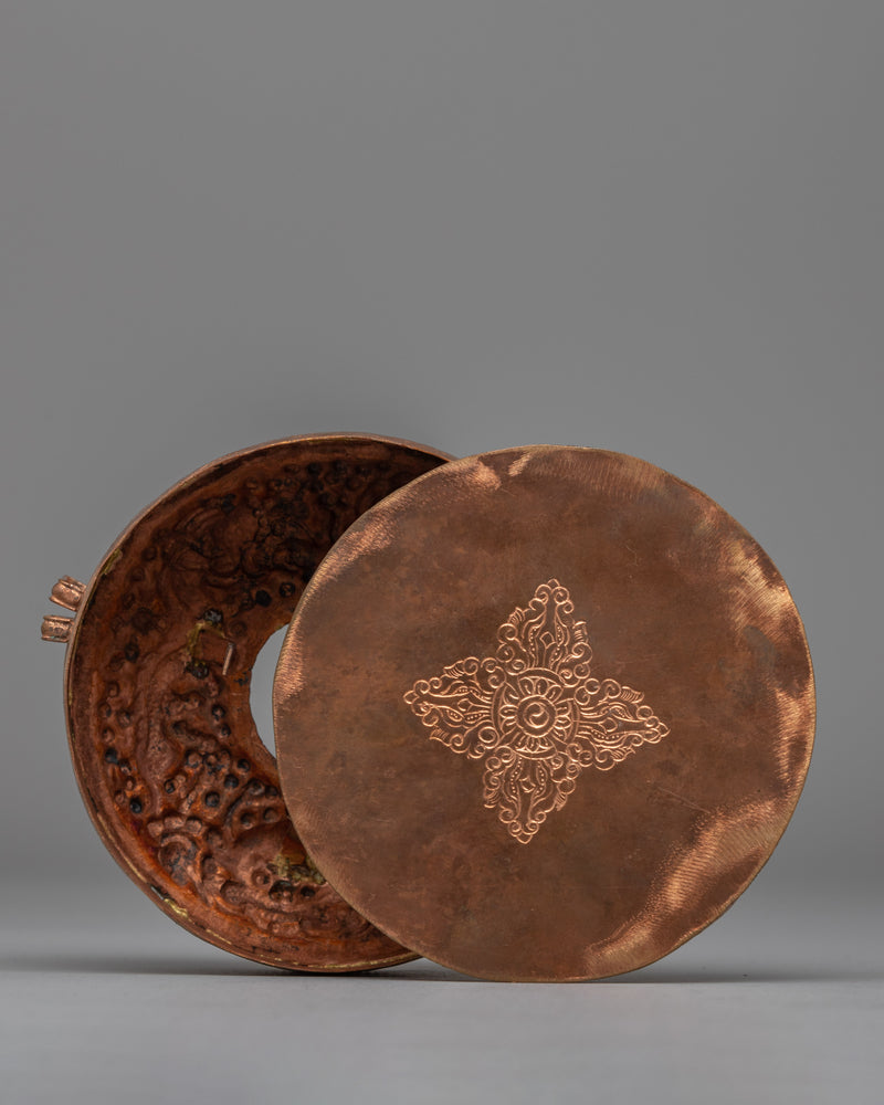 Handcrafted Precious Copper Ghau Box | Sacred Tibetan Jewelry Decor