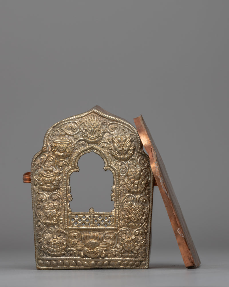 Silver-Plated Buddhist Ghau Box | A Sacred Tibetan prayer box