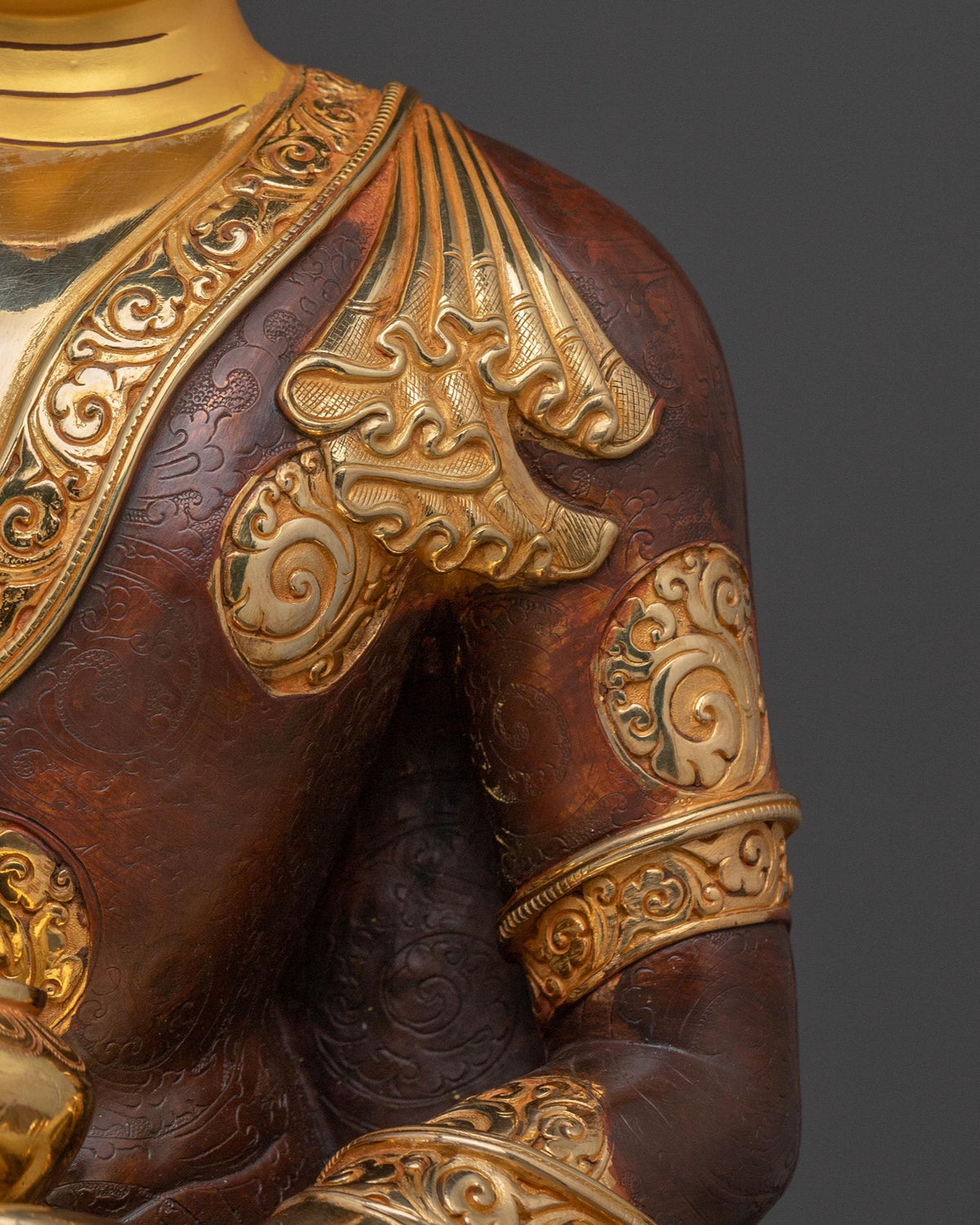 24k Gold Gilded Shakyamuni Buddha Sculpture | Historical Buddha | Tibetan Decor | Meditation Sacred Altar"