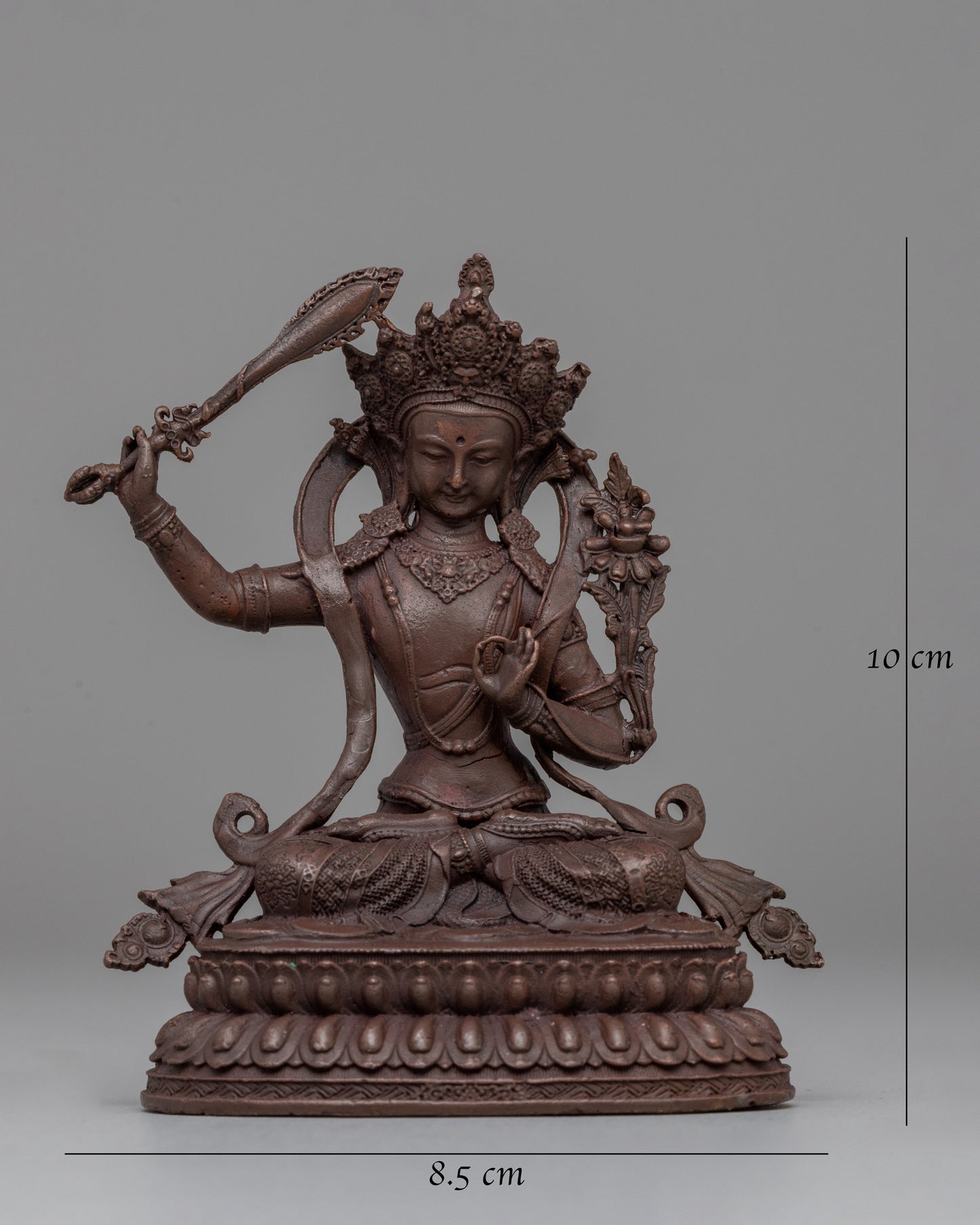 Oxidized Manjushri Meditation Statue | Bodhisattva of Enlightenment and Insight