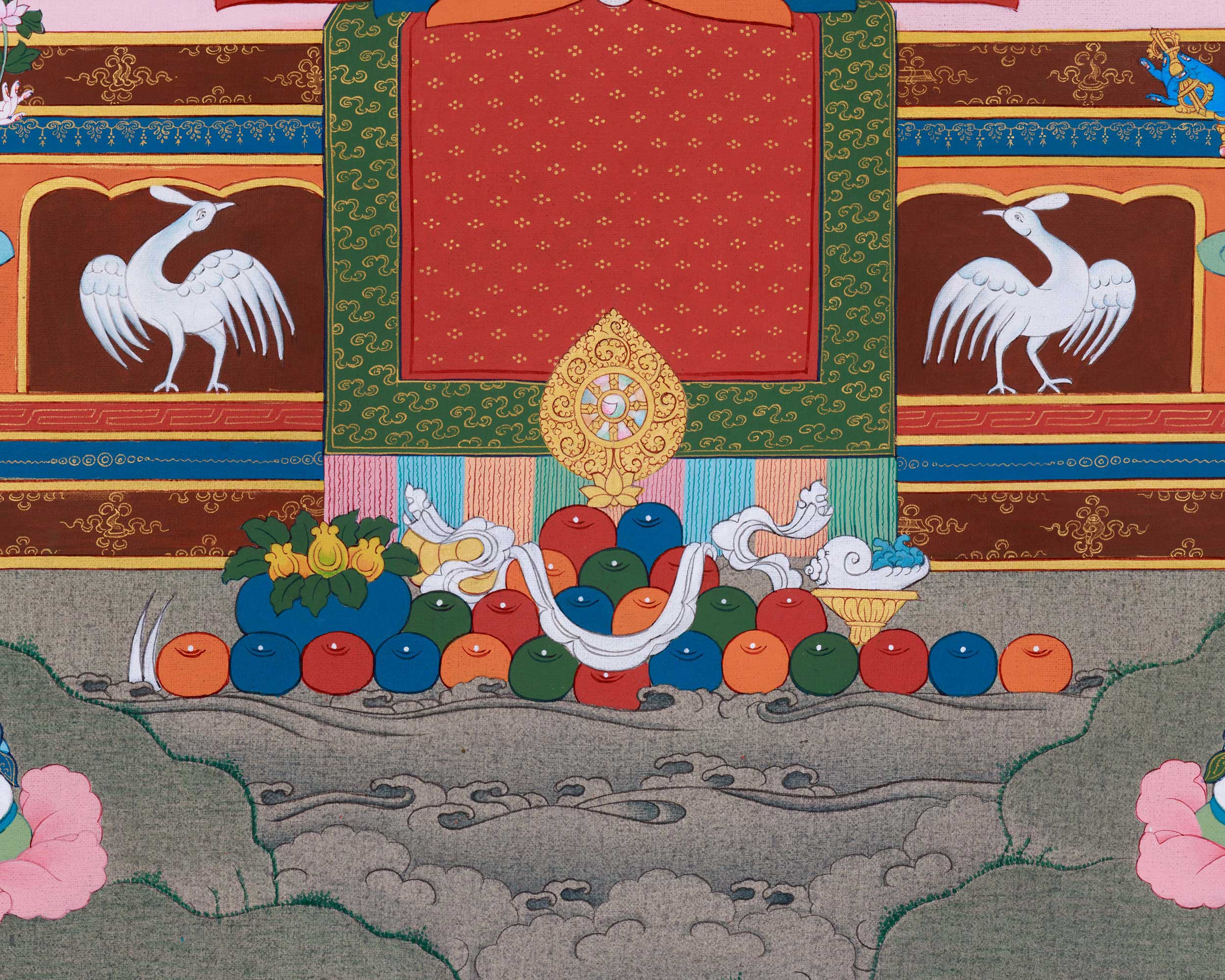 High-Quality Amitabha Buddha Giclee Canvas | Red Buddha Traditional Print | Wall Decors