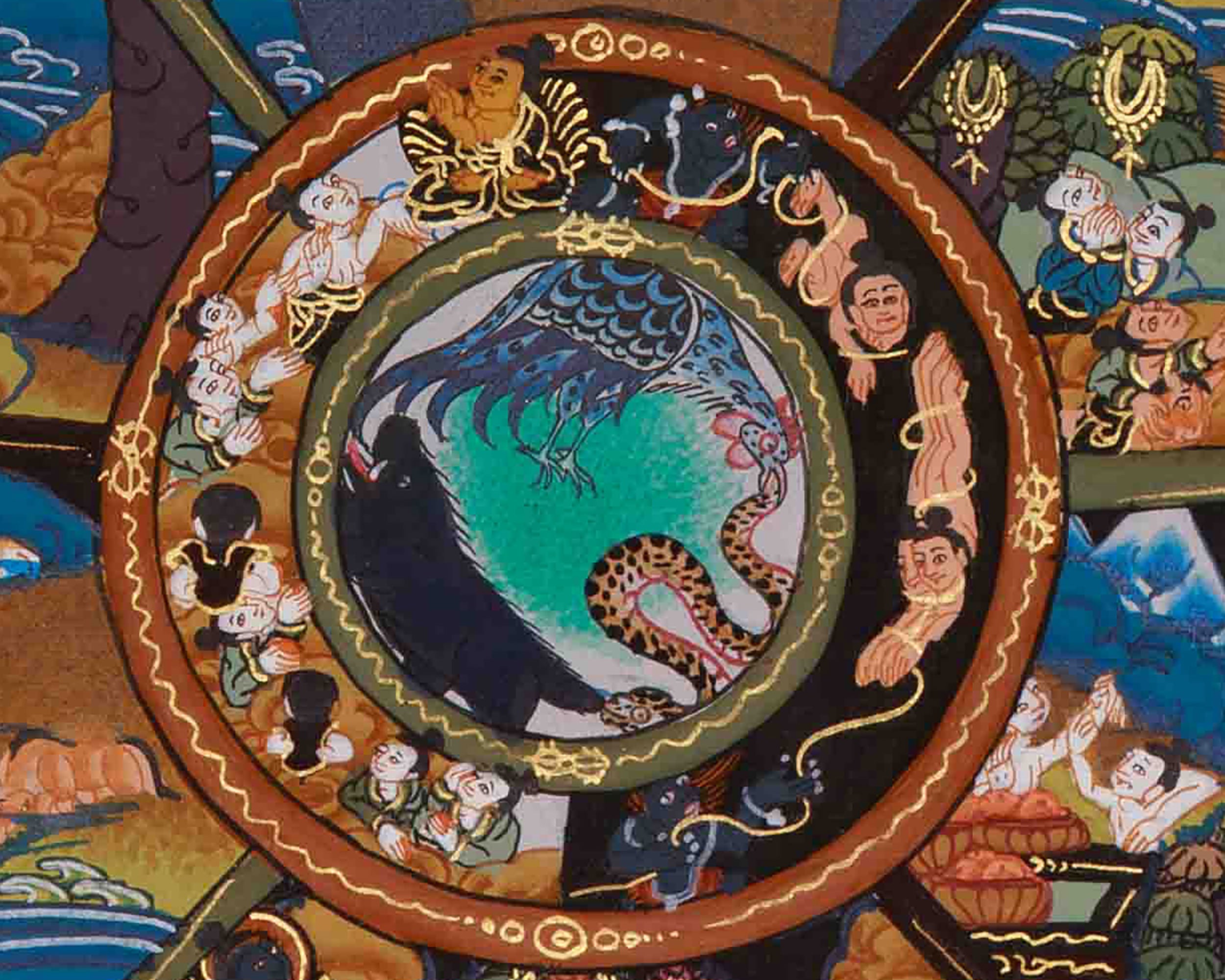 Buddhist Wheel of Life Art | Hand Painted Bhavachakra Thangka | Meditation Altar
