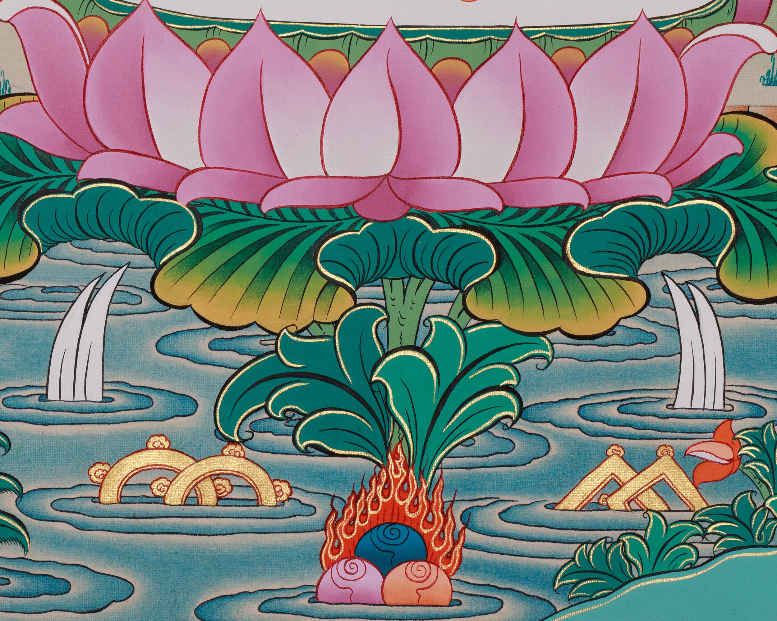 Standing Manjushri Thangka | Sacred Himalayan Wisdom Deity
