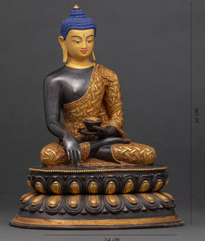 Siddharth Gautama Sculpture | Gold Plated Himalayan Art
