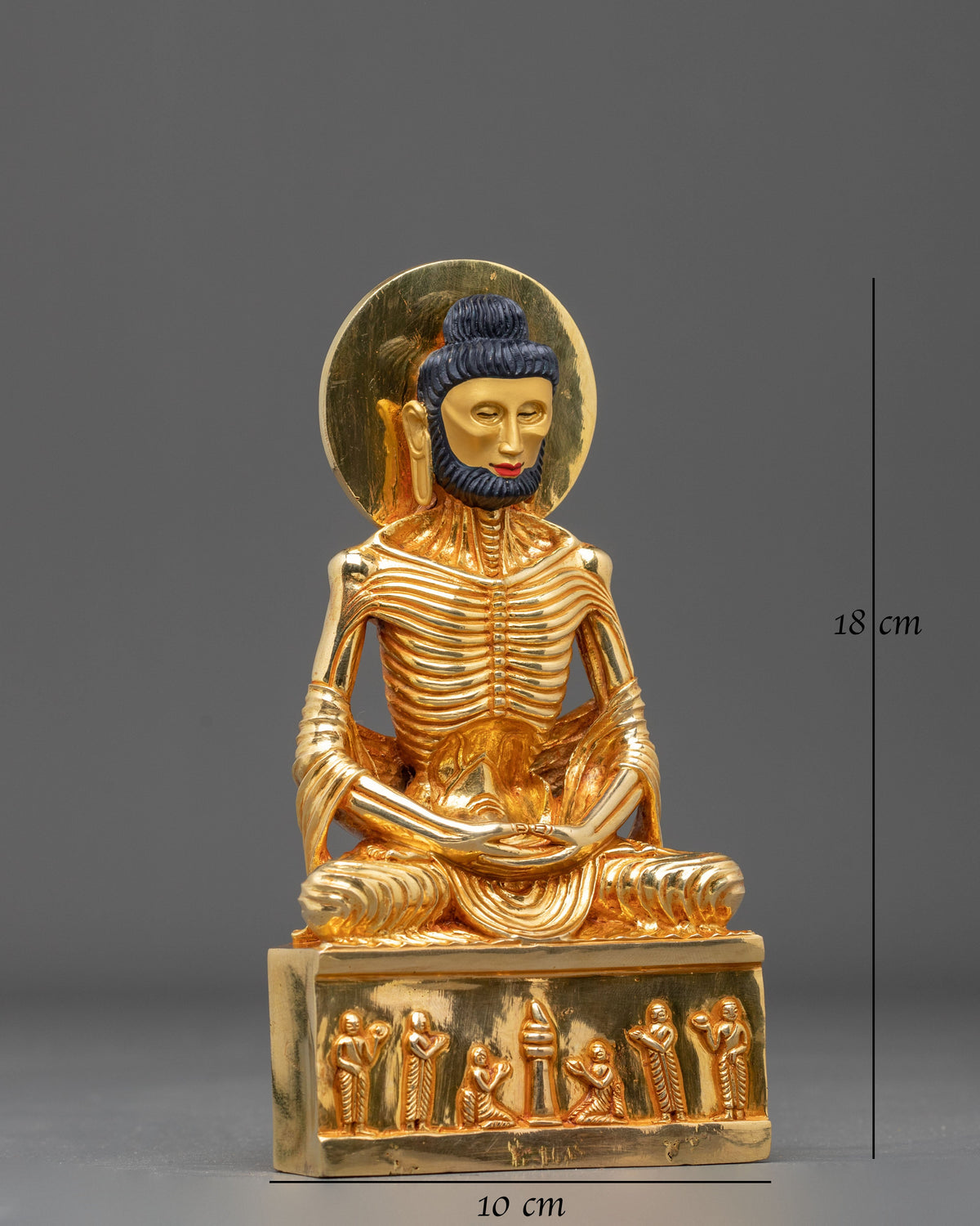 Fasting Buddha Meditation Statue | 24K Gold Gilded Buddhist Sculpture