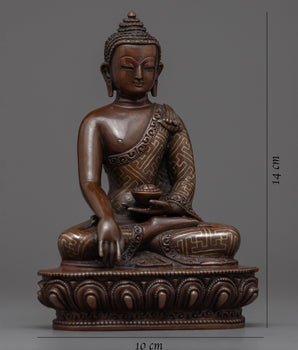 Buddha Shakyamuni Kadampa Statue for Meditation and Ritual | Oxidized Copper Buddhist Sculpture