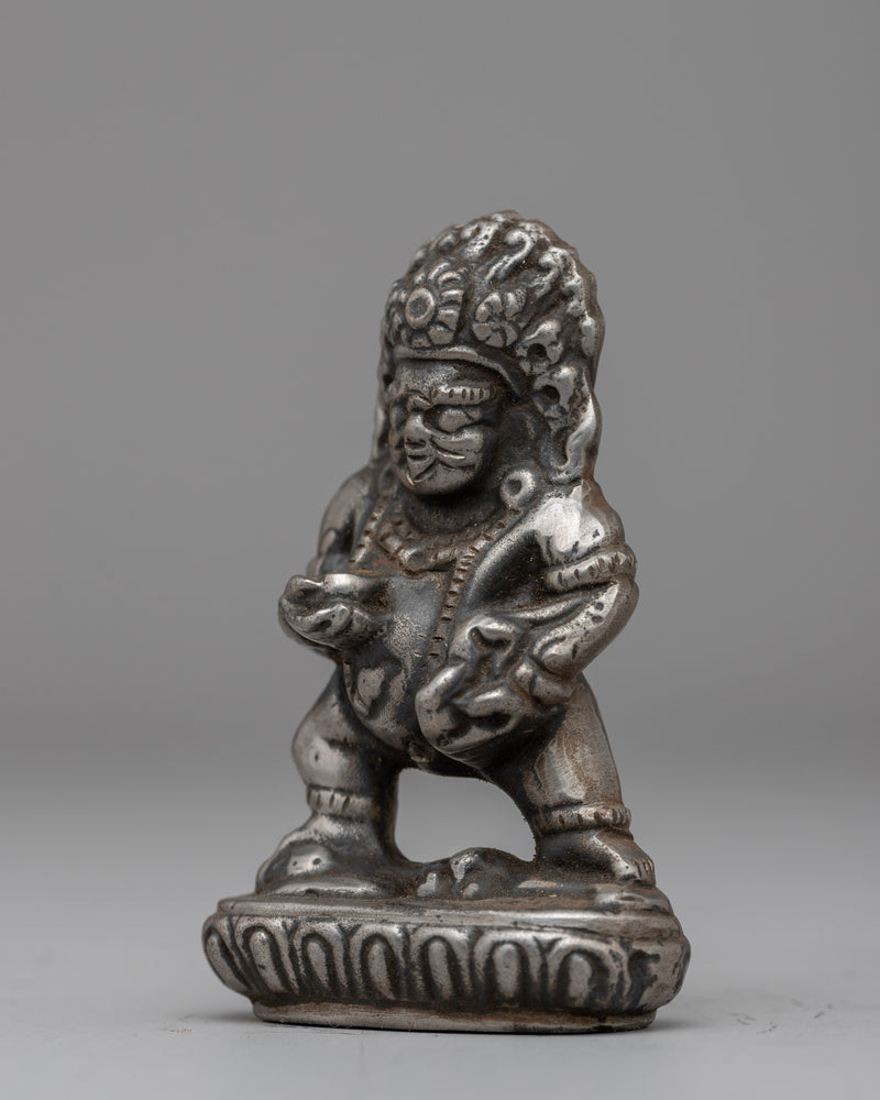 Silver Plated Dzambhala Statue | Copper Wealth Deity for Abundance & Protection