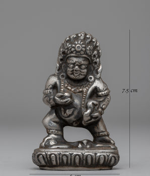 Silver Plated Dzambhala Statue | Copper Wealth Deity for Abundance & Protection