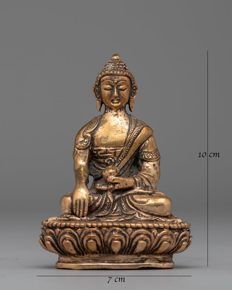 Shakyamuni Buddha Sculpture in Gold-Plated Copper | Ideal for Meditation & Home Altar