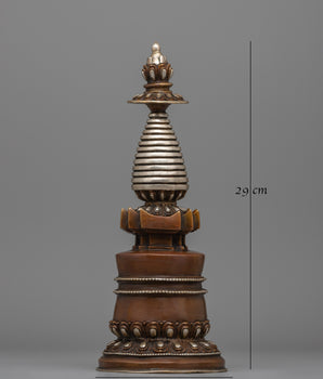  Tibetan Stupa with Silver Plating 