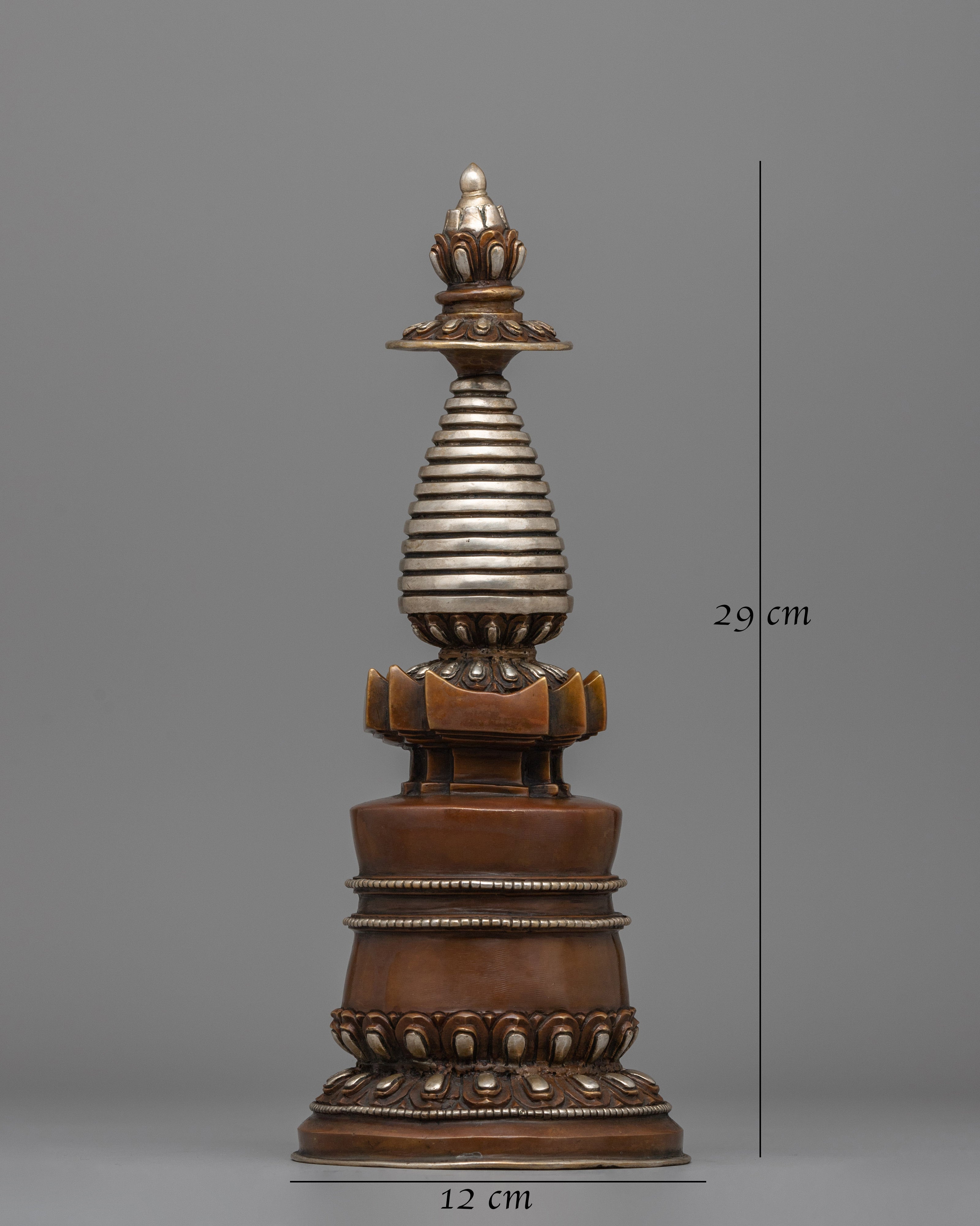Tibetan Stupa with Silver Plating