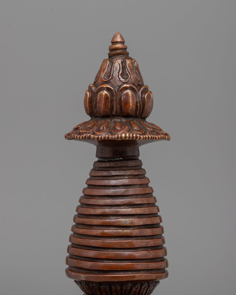 Sacred Copper Kadampa Stupa | Symbolic Sculpture for Spiritual Healing Spaces