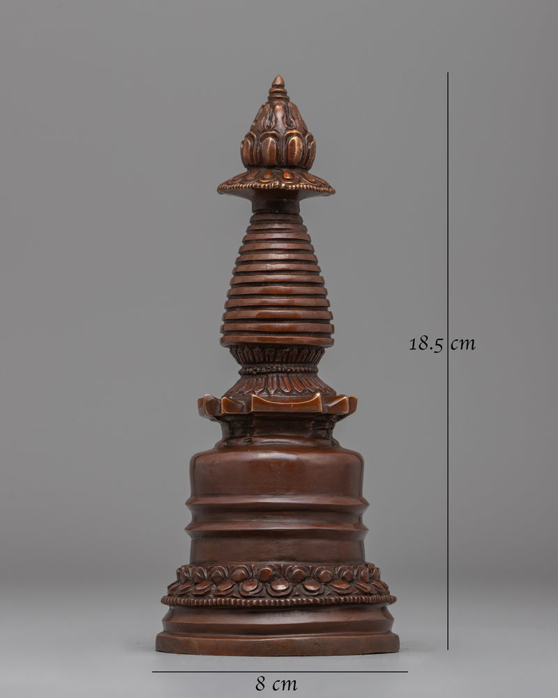 Sacred Copper Kadampa Stupa | Symbolic Sculpture for Spiritual Healing Spaces