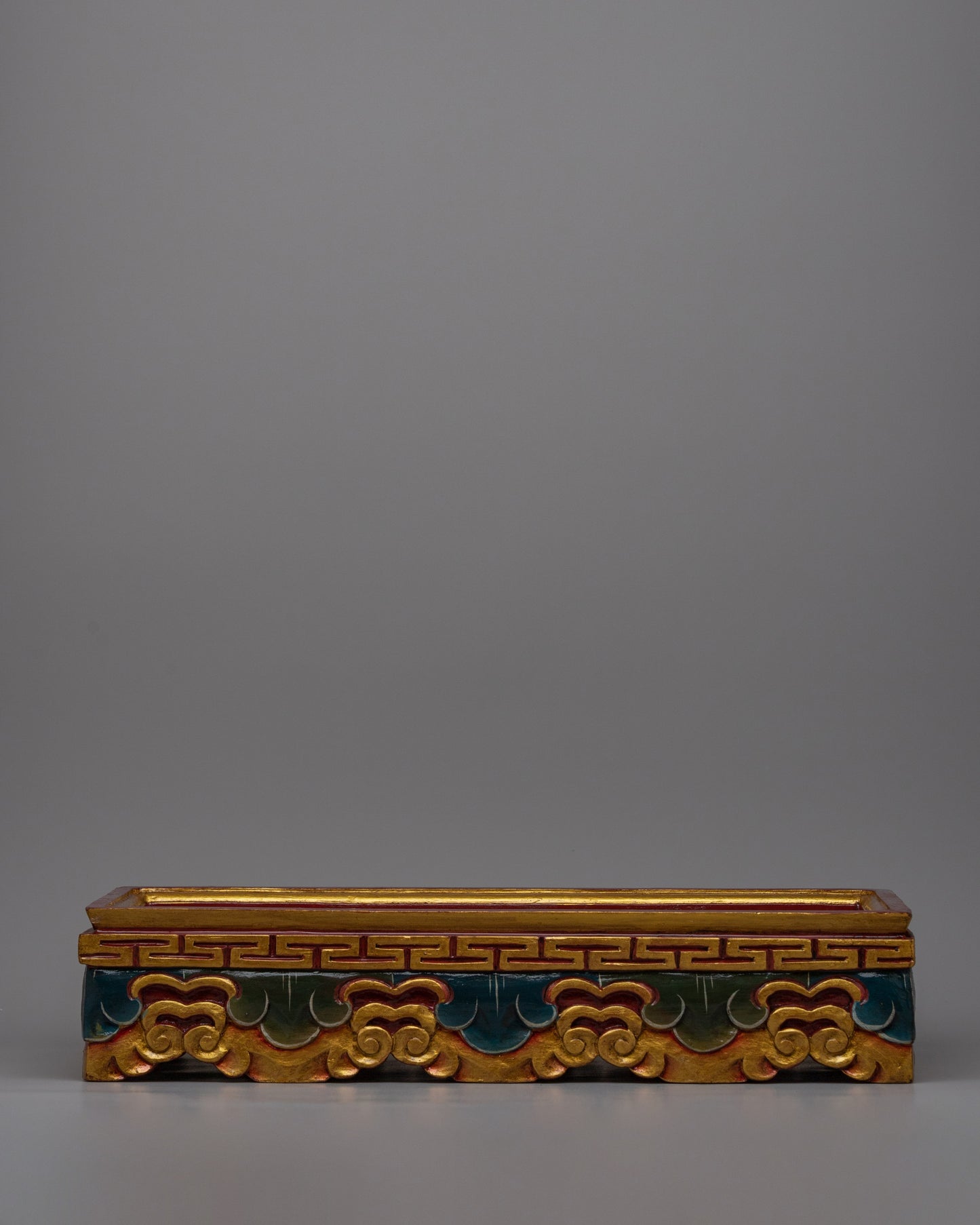 Hand-Painted Wooden Decorative Tibetan Tray | Buddhist Altar Offering Plate