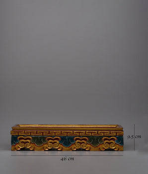 Hand-Painted Wooden Decorative Tibetan Tray | Buddhist Altar Offering Plate