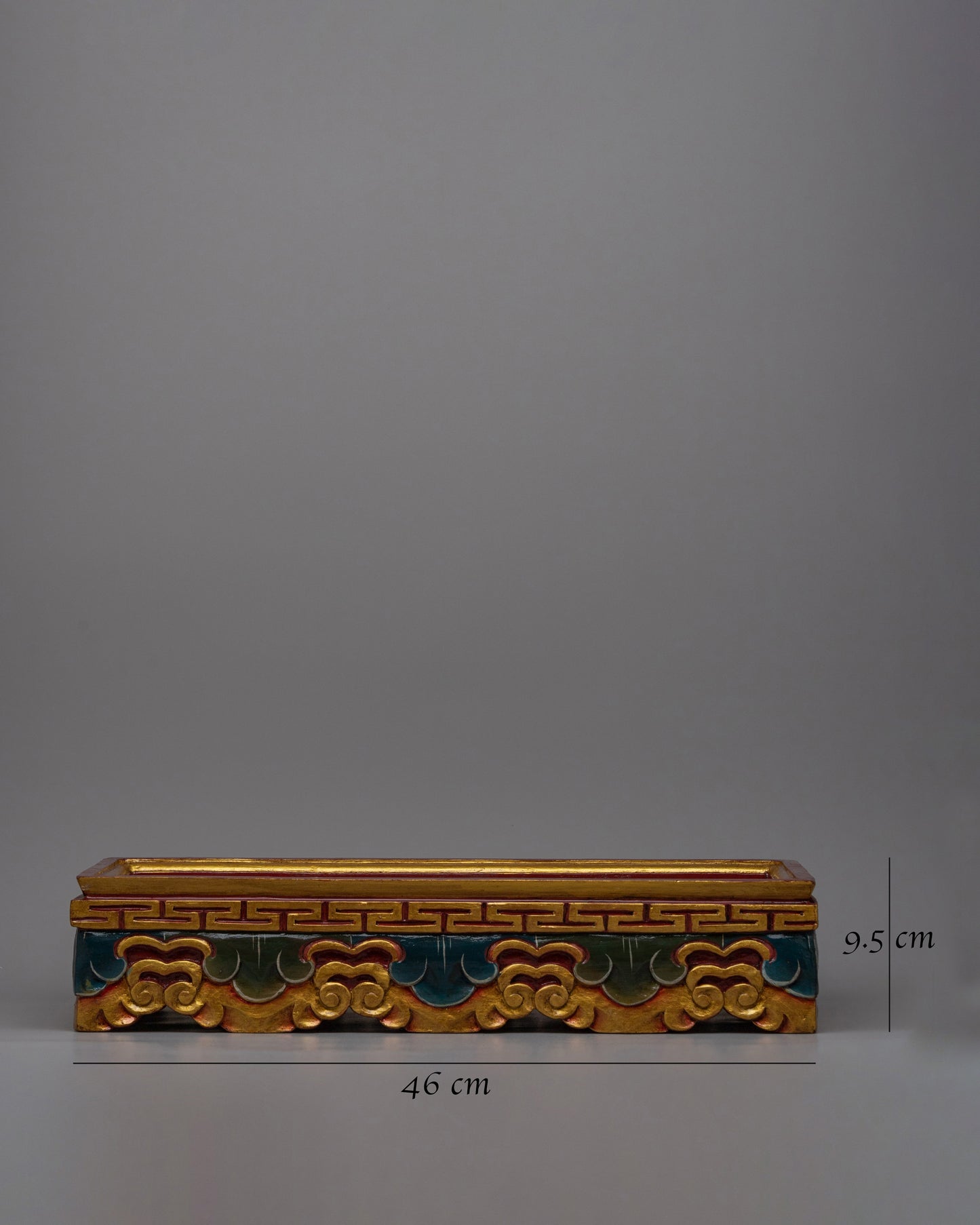 Hand-Painted Wooden Decorative Tibetan Tray | Buddhist Altar Offering Plate