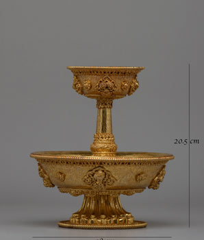Serkyem Offering Spiritual Set  | Gold-Plated Copper Vessel for Tibetan Buddhist Rituals