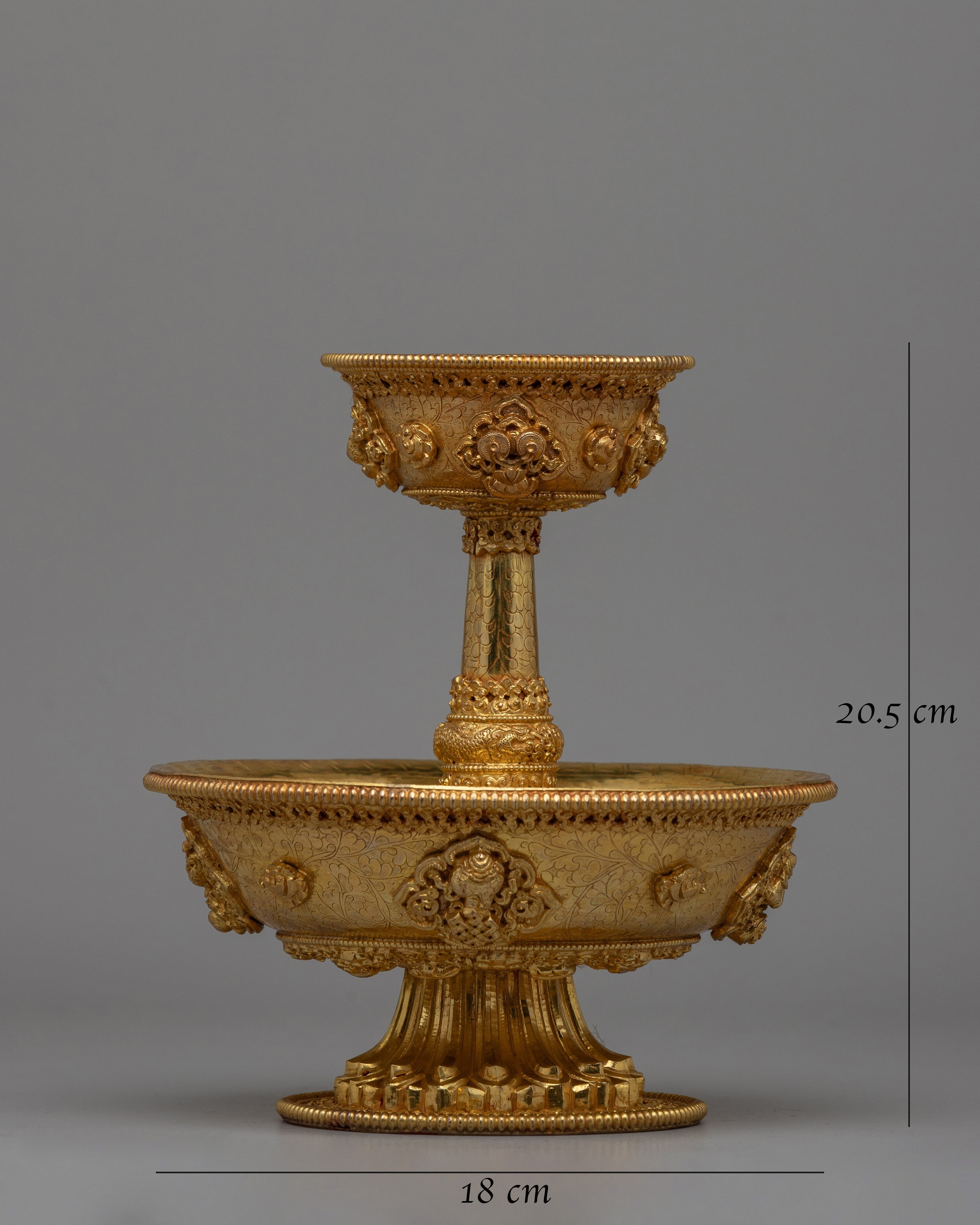 Serkyem Offering Spiritual Set  | Gold-Plated Copper Vessel for Tibetan Buddhist Rituals