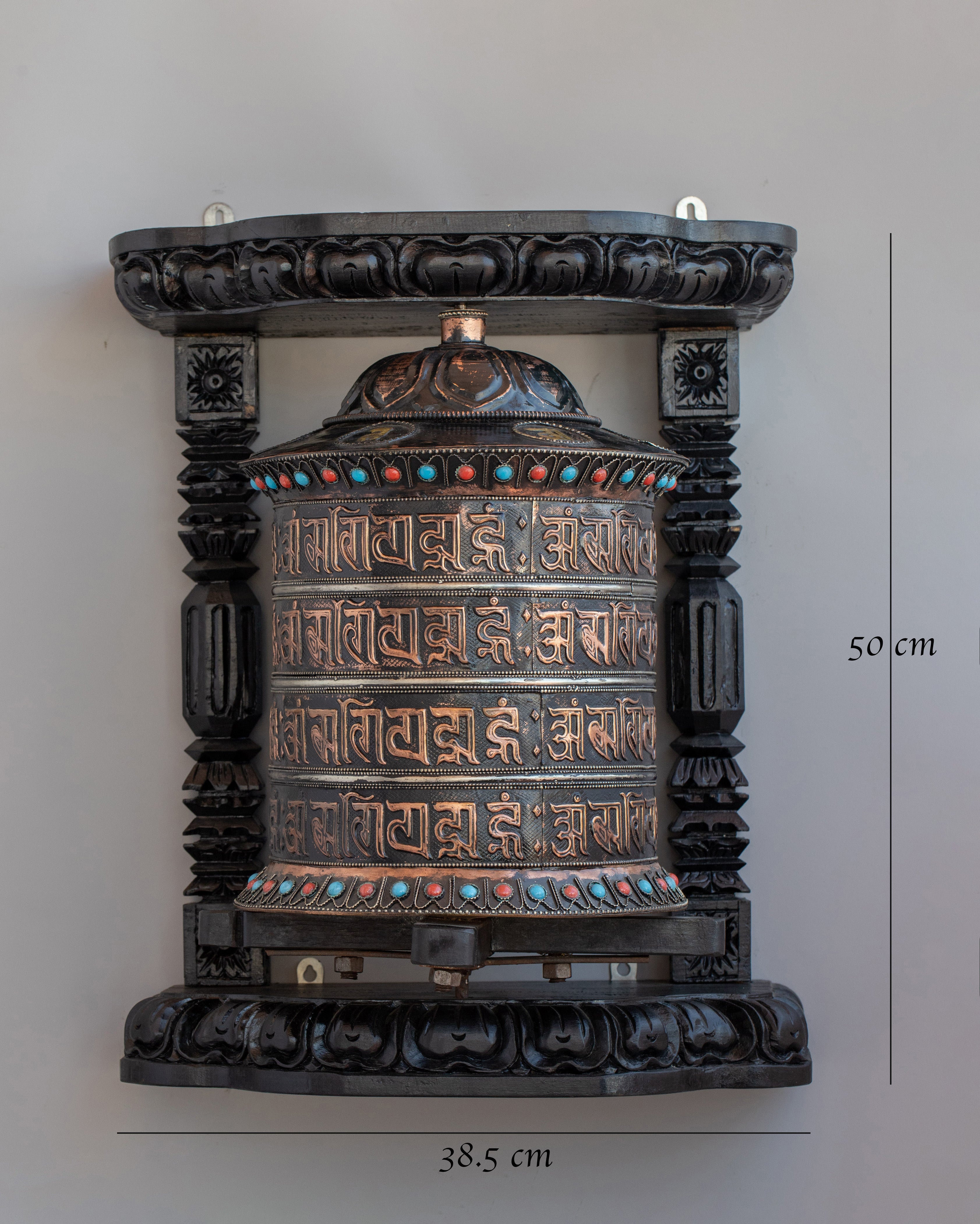 Tibetan Mantra Prayer Wheel | Copper & Brass Mantra Wheel  | Buddhist Altar Decor