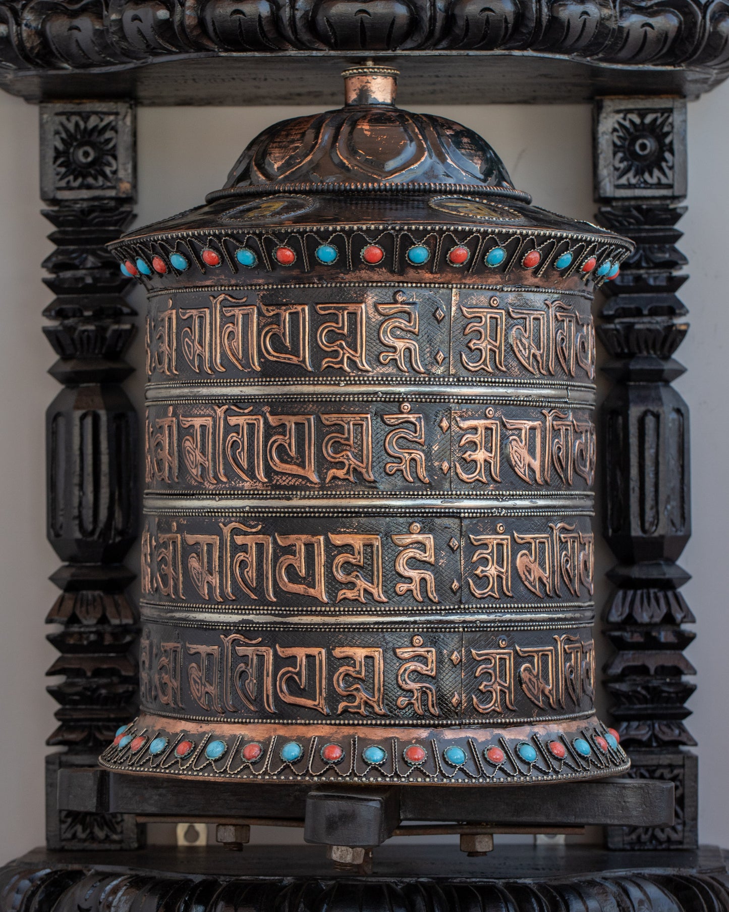 Tibetan mantra Prayer wheel | Copper & Brass Mantra Wheel  | Buddhist Altar Decor