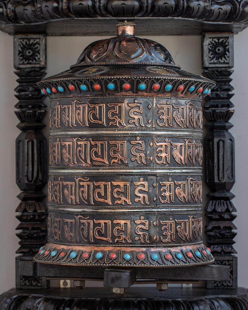 Tibetan mantra Prayer wheel | Copper & Brass Mantra Wheel  | Buddhist Altar Decor