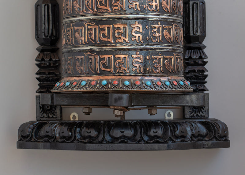 Tibetan mantra Prayer wheel | Copper & Brass Mantra Wheel  | Buddhist Altar Decor