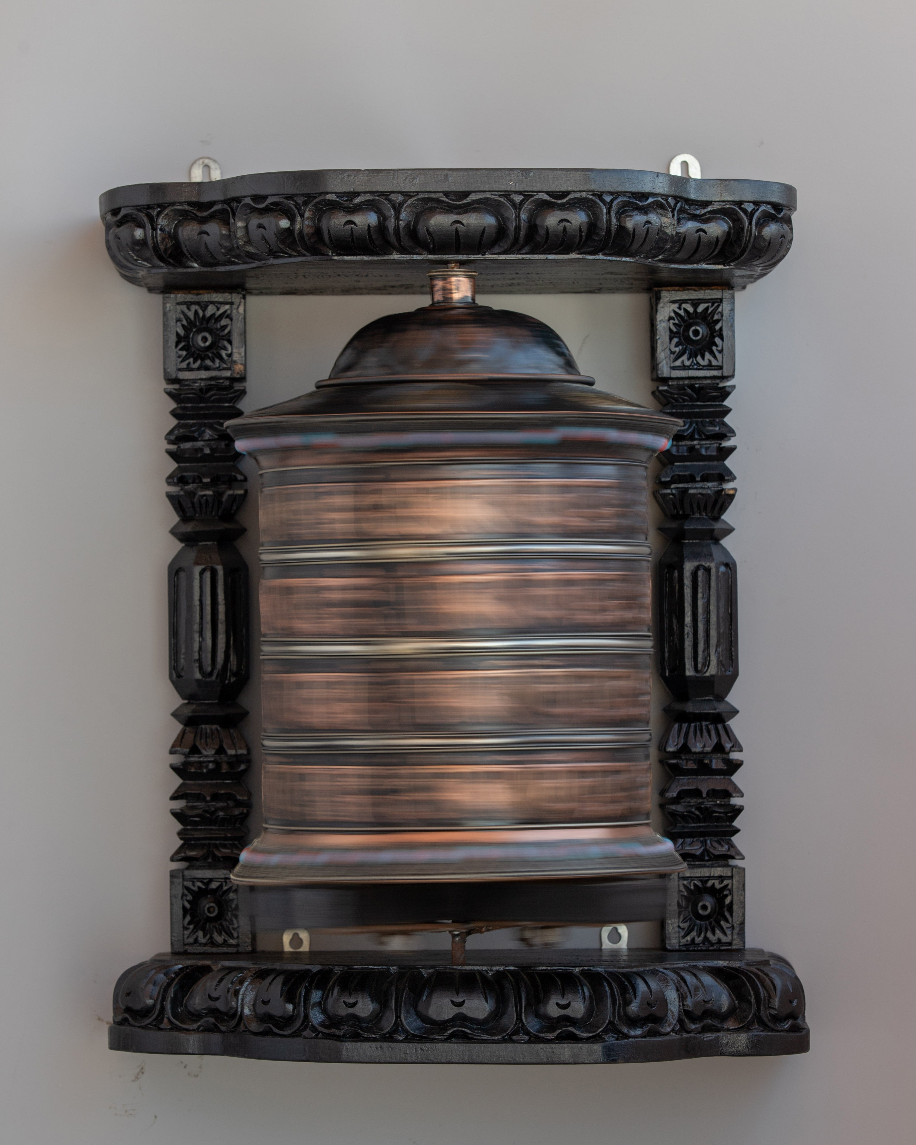 Tibetan Mantra Prayer Wheel | Copper & Brass Mantra Wheel  | Buddhist Altar Decor