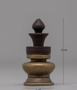 Authentic Tibetan Ink Pot | Portable Bronze and Wood Design, Cultural and Historical Tool