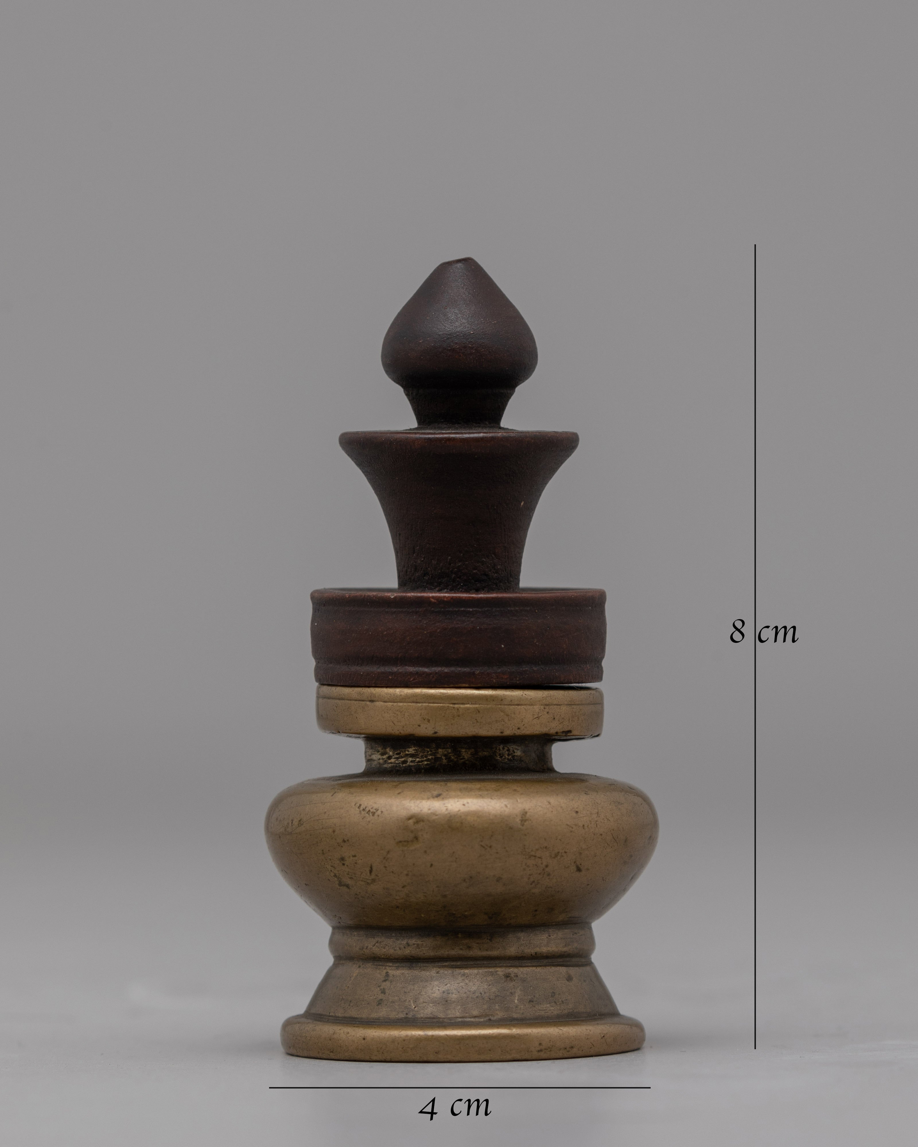 Authentic Tibetan Ink Pot | Portable Bronze and Wood Design, Cultural and Historical Tool
