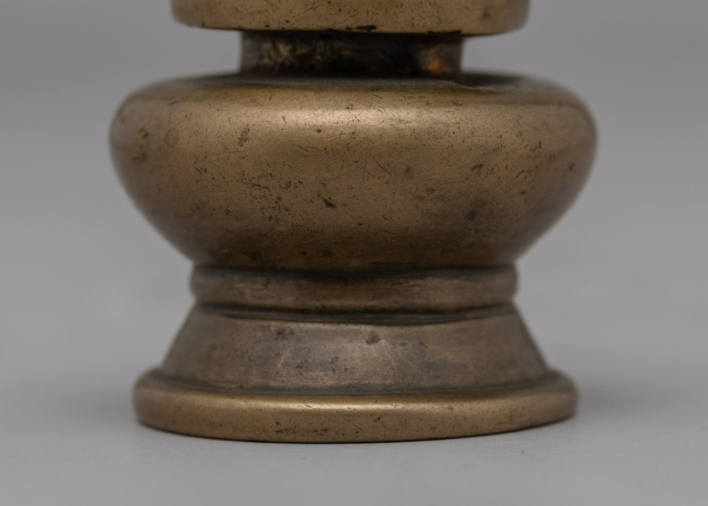 Authentic Tibetan Ink Pot | Portable Bronze and Wood Design, Cultural and Historical Tool