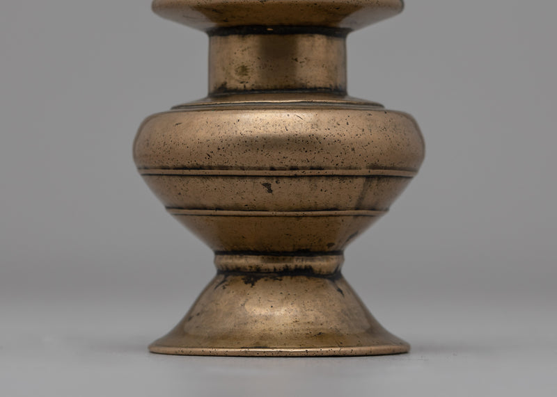 Traditional Tibetan Inkpot | Bronze and Wood Writing Tool for Rituals and Decor