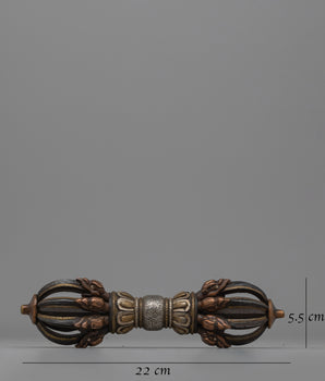 Authentic Tibetan Vajra Enlightenment  |  Iron and Brass Inlay, Symbol of Wisdom and Compassion